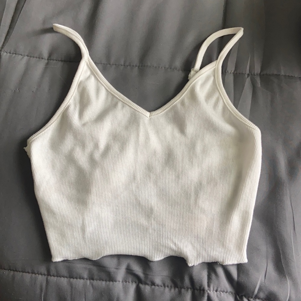white crop tank with laced back